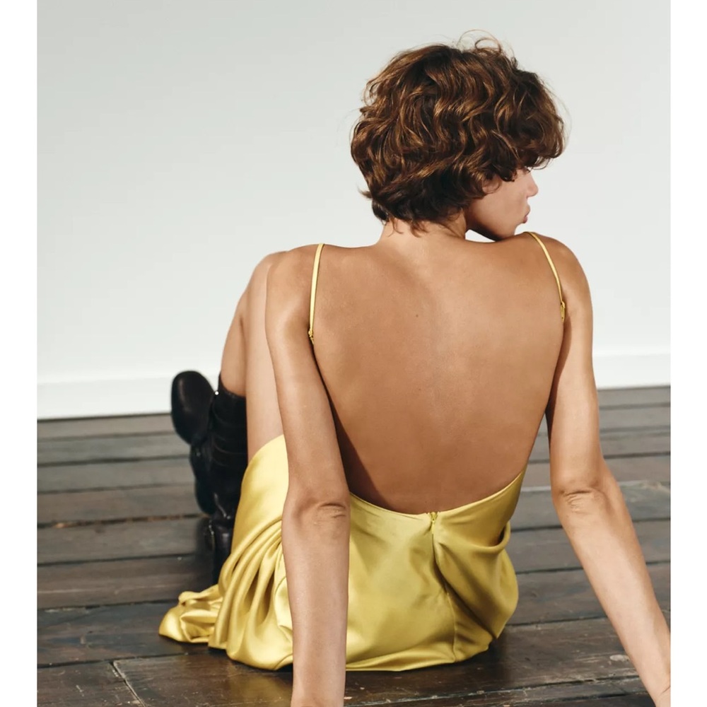 LAST CALL- dress to be donated
Zara Yellow Lace-Trim Satin Midi Dress NWOT - Picture 10 of 16
